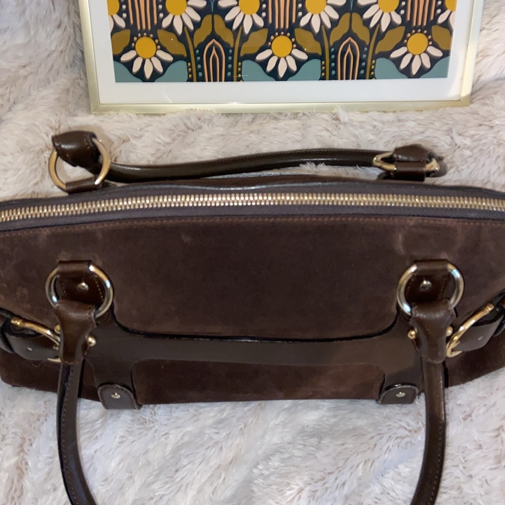 Salvatore Ferragamo Vintage Dark Brown Suede and Leather Shoulder Bag EUC - Picture 4 of 13